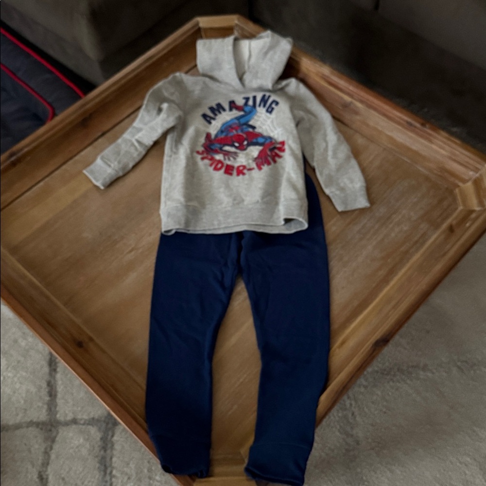 Spider-Man Gray Kids Hoodie & navy joggers set